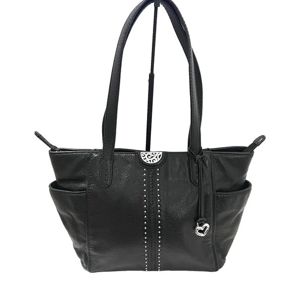 Brighton Women's Pretty Tough Collection Black Leather Tote Studded Luxury - Picture 1 of 8